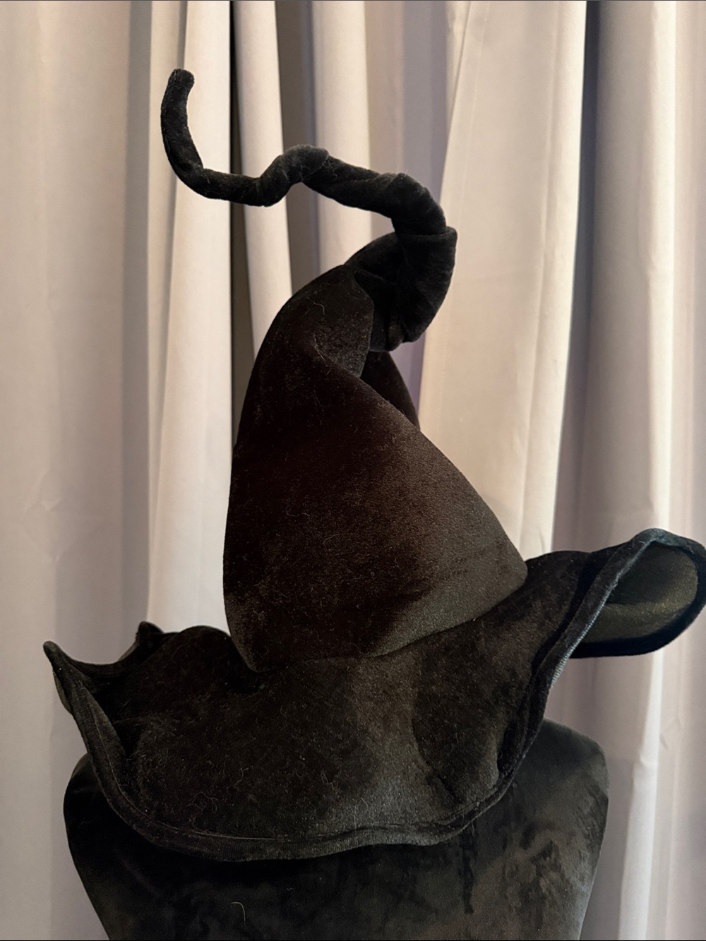 Witch Halloween Costume: Black Velvet Witch Hat - Home Accents